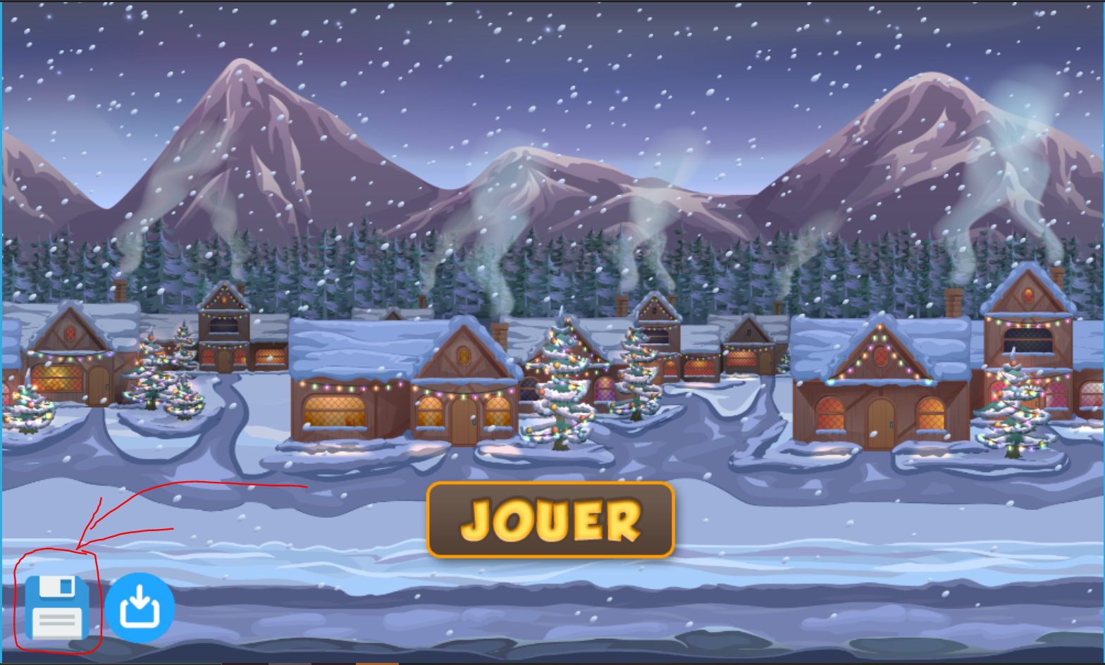Bouton de sauvegarde (écran titre)